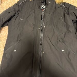 Women’s Plus Black Winter Jacket with Fur Trim